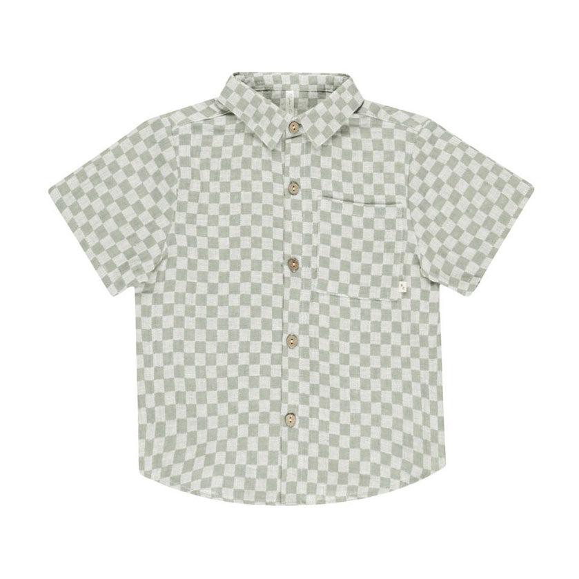 Rylee and Cru Sage Check Collared Short Sleeve Shirt