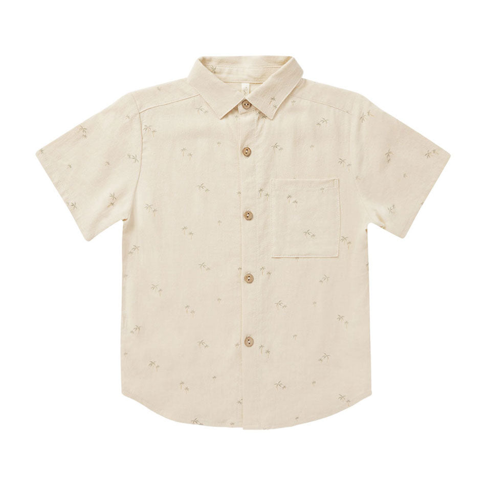 Rylee and Cru Natural Palms Collared Short Sleeve Shirt