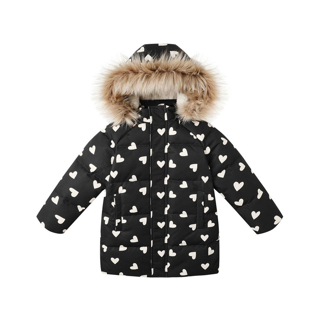 Rylee and Cru Hearts Long Down Puffer Jacket