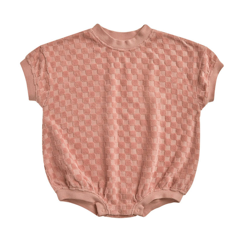 Rylee and Cru Pink Check Noah Romper