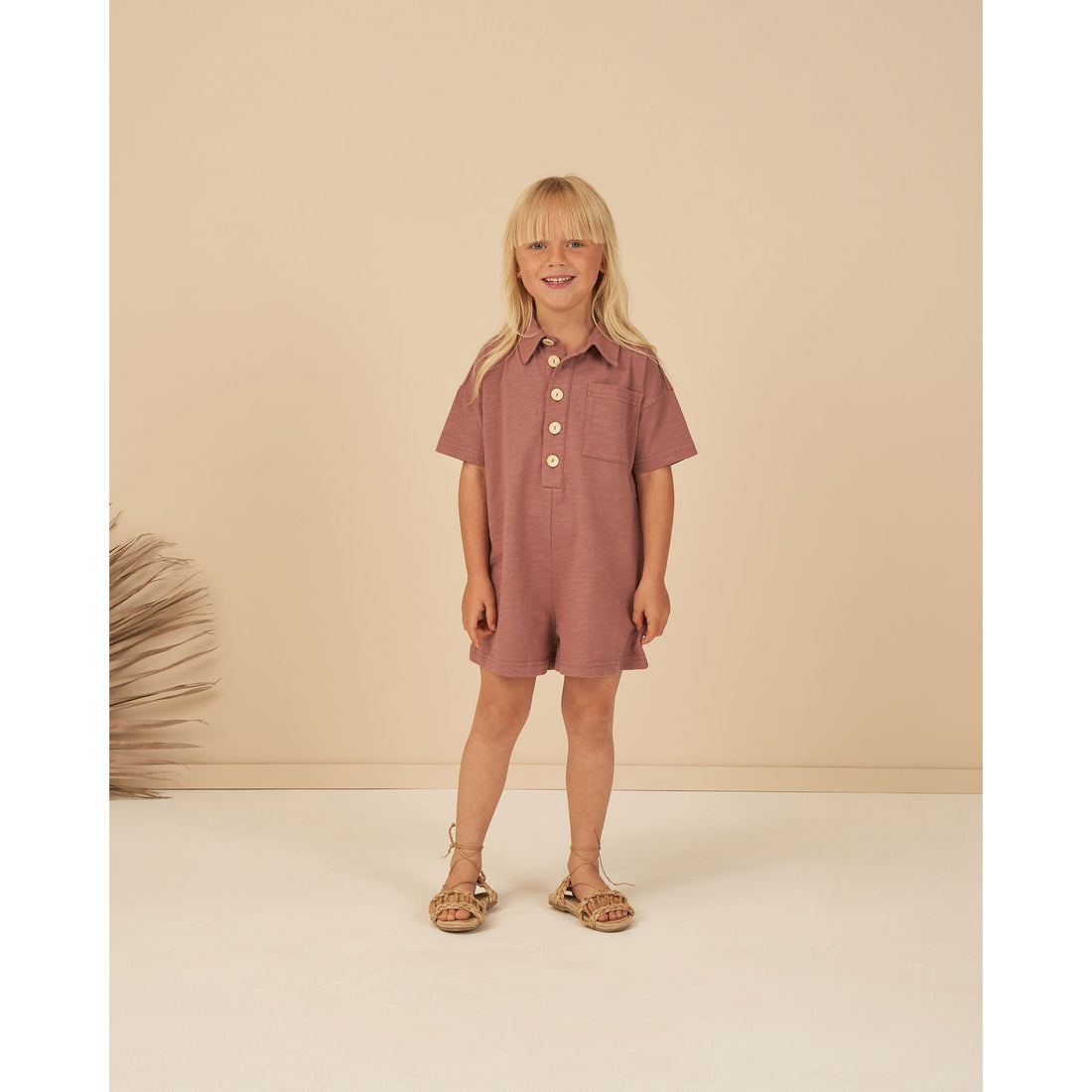 Rylee and Cru Mulberry Frankie Romper - Mulberry