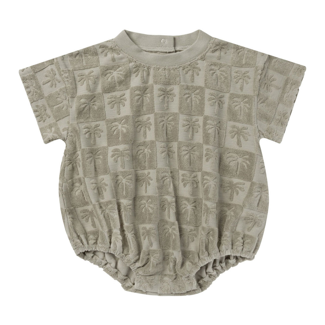 Rylee and Cru Palm-Check Relaxed Bubble Romper - Palm Check