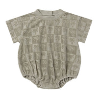 Rylee and Cru Palm-Check Relaxed Bubble Romper - Palm Check