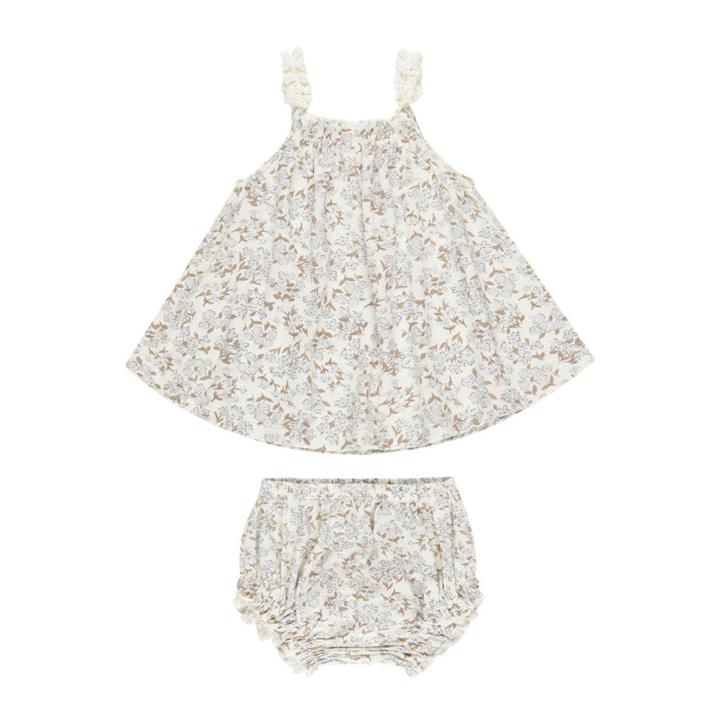 Rylee and Cru Blue Ditsy Swing Top + Bloomer Set
