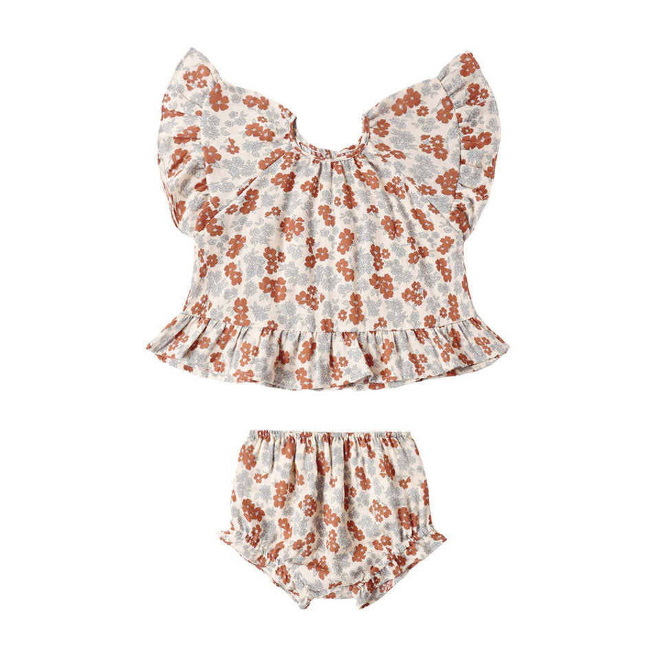 Rylee and Cru Americana Floral Butterfly Top & Bloomer Set