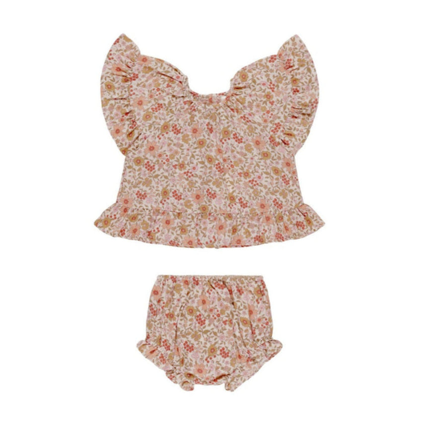 Rylee and Cru Pink Gardenia Butterfly Top + Bloomer Set