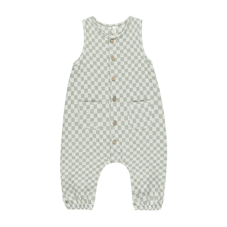 Rylee and Cru Sage Check Woven Jumpsuit