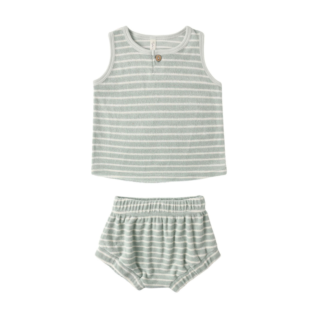 Rylee and Cru  Seafoam Terry Stripe Baby Tank Set