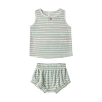 Rylee and Cru  Seafoam Terry Stripe Baby Tank Set