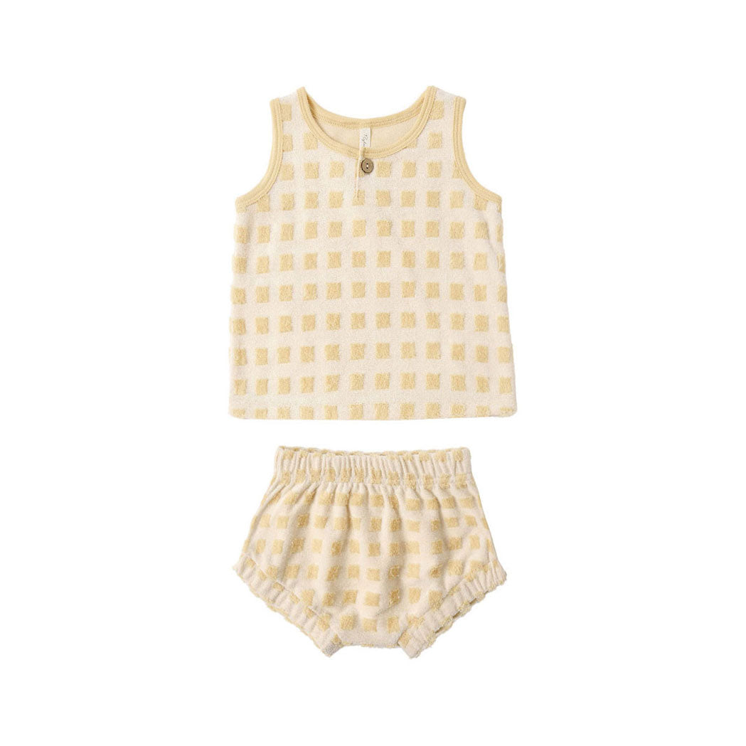 Rylee and Cru  Butterscotch Grid Baby Tank Set