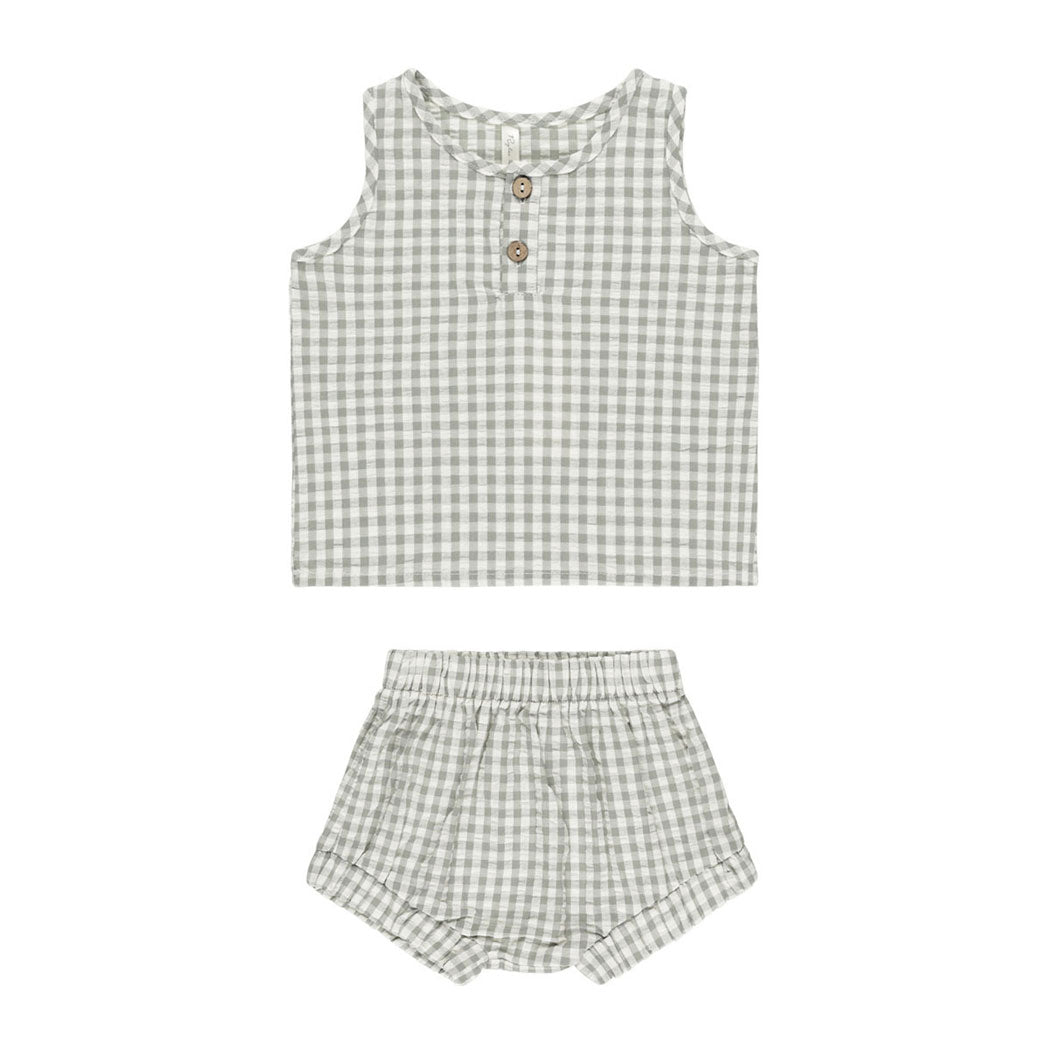 Rylee and Cru Eucalyptus Gingham Baby Tank Set