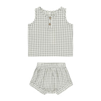 Rylee and Cru Eucalyptus Gingham Baby Tank Set