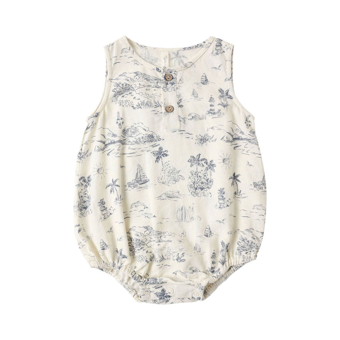 Rylee and Cru  Natural Ocean Toile Beau Romper