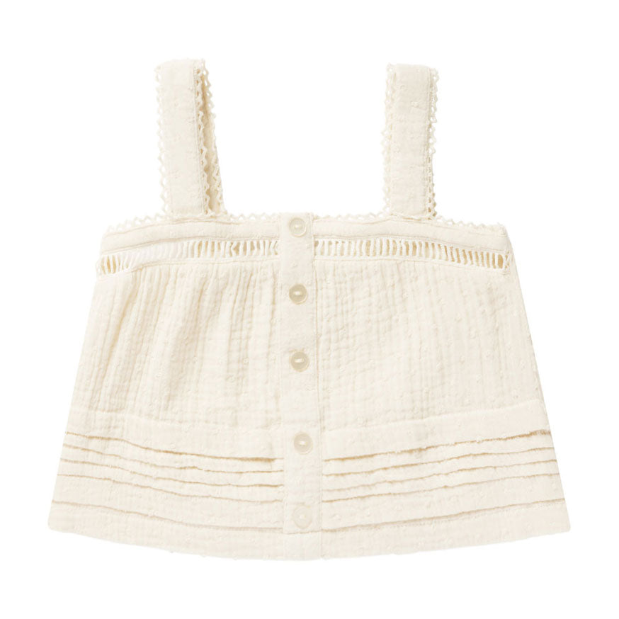 Rylee and Cru Ivory Pleat Tank