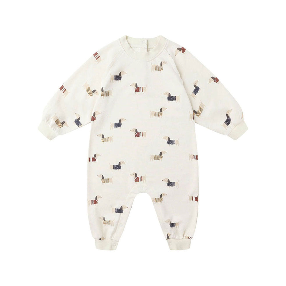 Rylee and Cru Natural Dachshund Raglan Jumpsuit