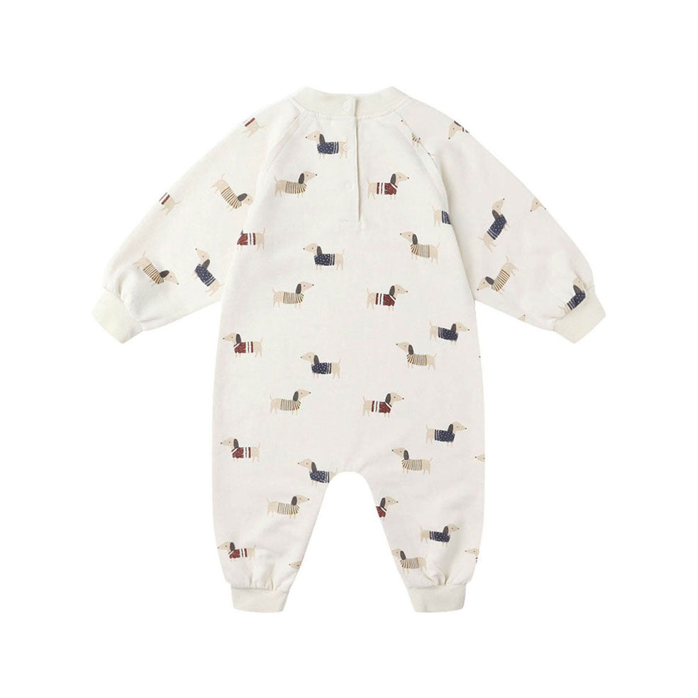 Rylee and Cru Natural Dachshund Raglan Jumpsuit