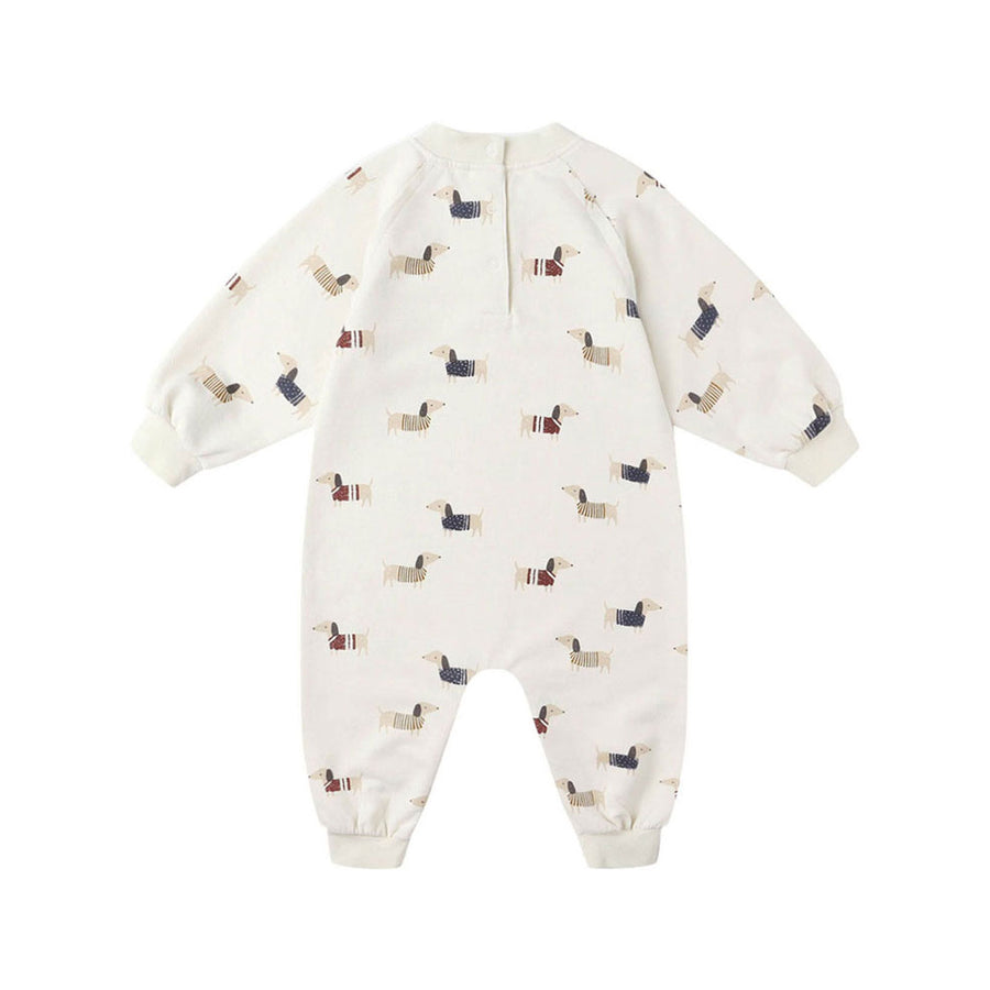 Rylee and Cru Natural Dachshund Raglan Jumpsuit