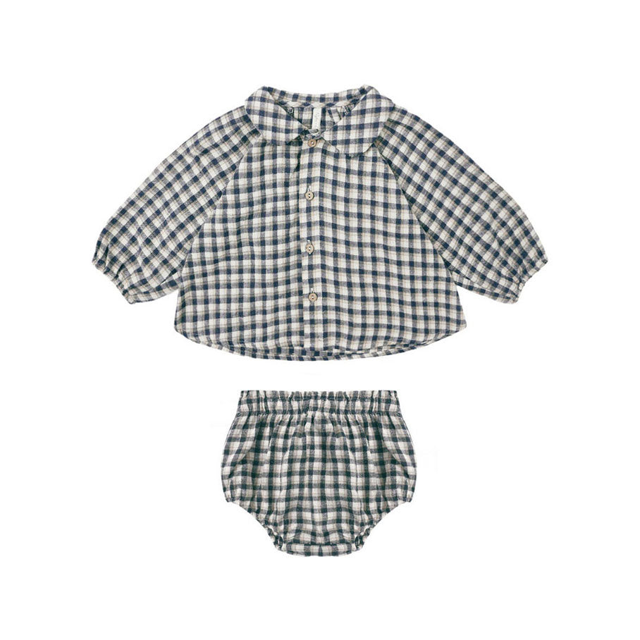 Rylee and Cru Navy Check Baby Nellie Set