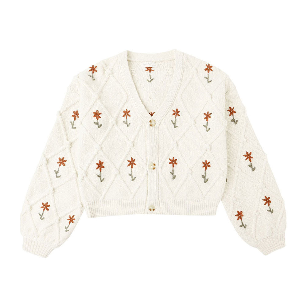 Rylee and Cru Natural Winter Daisy Crop Cardigan