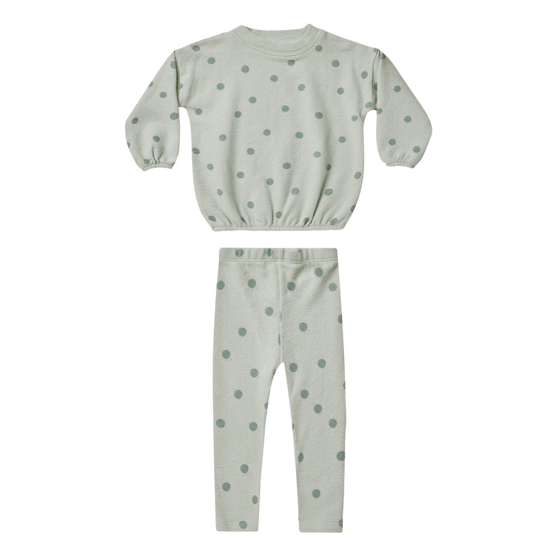 Rylee and Cru Seafoam Polka Dot Spongey Knit Set