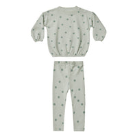 Rylee and Cru Seafoam Polka Dot Spongey Knit Set