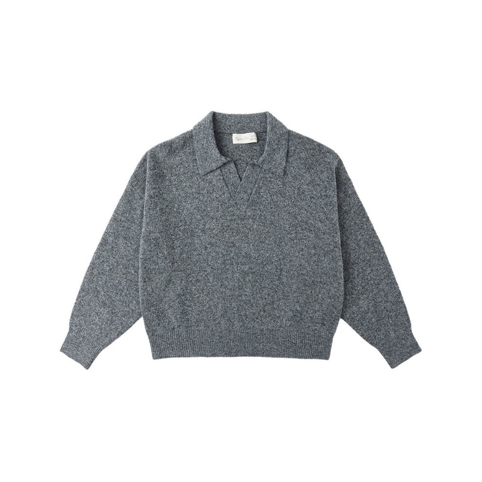 Rylee and Cru Heathered Grey Collared Sweater