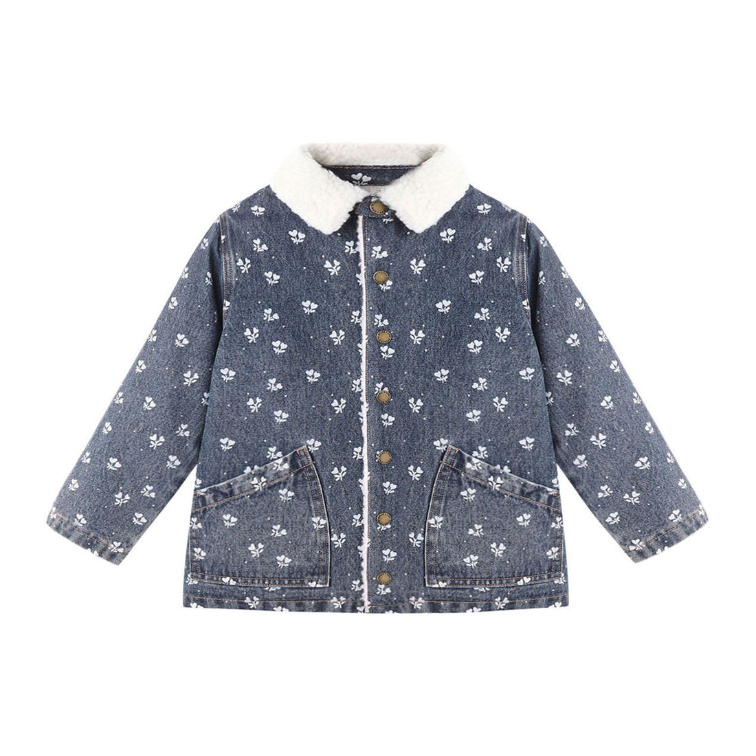 Rylee and Cru Indigo Heart Ditsy Long Chore Coat