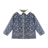 Rylee and Cru Indigo Heart Ditsy Long Chore Coat