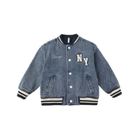 Rylee and Cru Indigo Denim Varsity Jacket