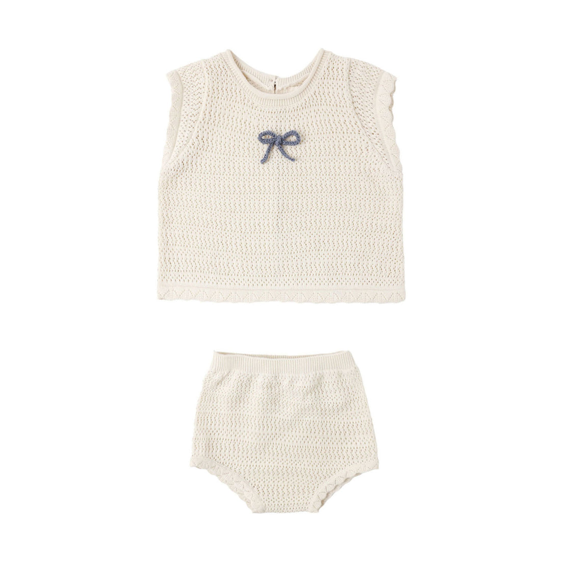 Rylee and Cru  Natural Scallop Knit Baby Set