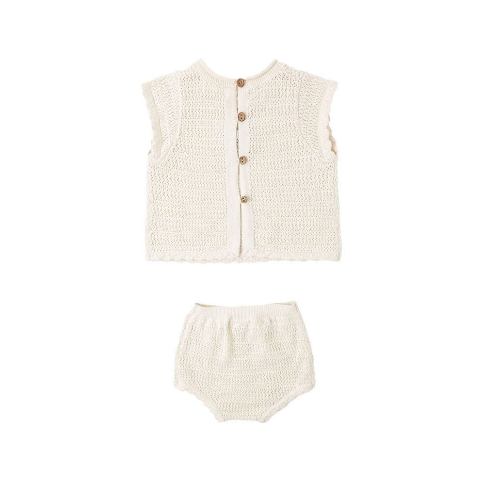 Rylee and Cru  Natural Scallop Knit Baby Set