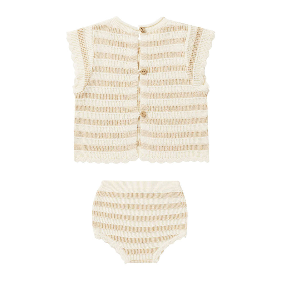 Rylee and Cru Sand Stripe Scallop Knit Baby Set