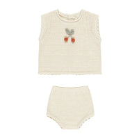 Rylee and Cru Cherry Scallop Knit Baby Set