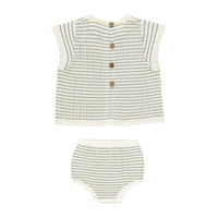 Rylee and Cru Sage Stripe Scallop Knit Baby Set