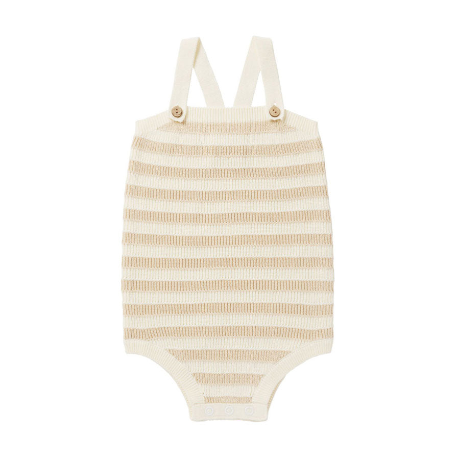 Rylee and Cru Sand Stripe Knit Baby Romper