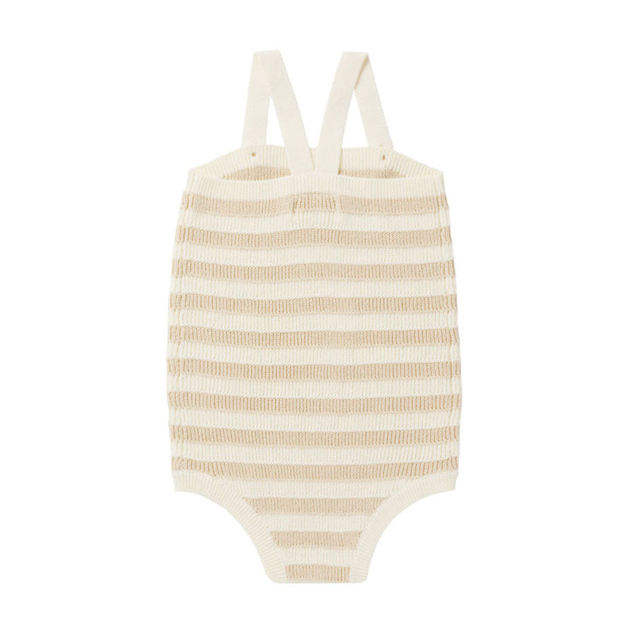 Rylee and Cru Sand Stripe Knit Baby Romper