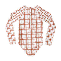 Rylee and Cru Cherry Check Delphine Rashguard One-Piece
