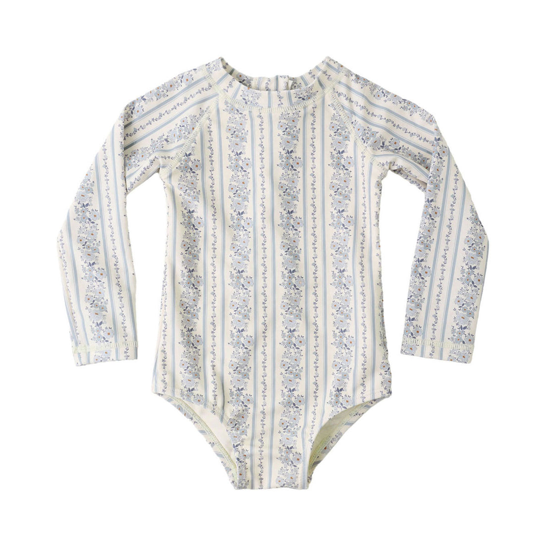 Rylee and Cru  Natural  Blue Floral Delphine Rashguard One-Piece