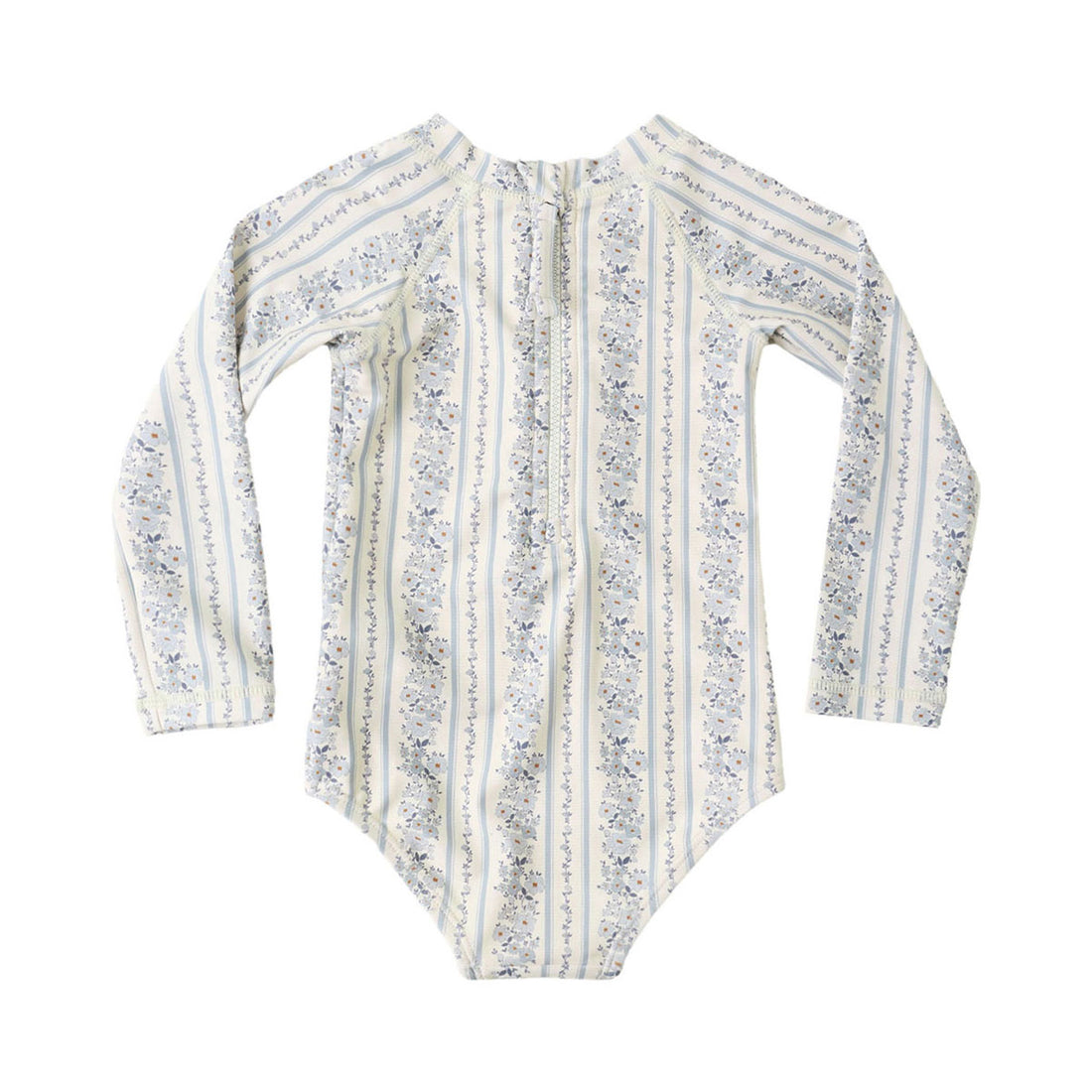 Rylee and Cru  Natural  Blue Floral Delphine Rashguard One-Piece
