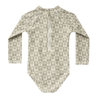 Rylee and Cru Palm-Check Delphine Rash Guard One-Piece - Palm Check