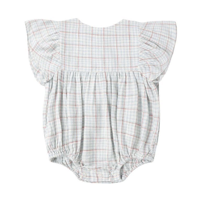 Rylee and Cru Light Blue Plaid Kalea Romper