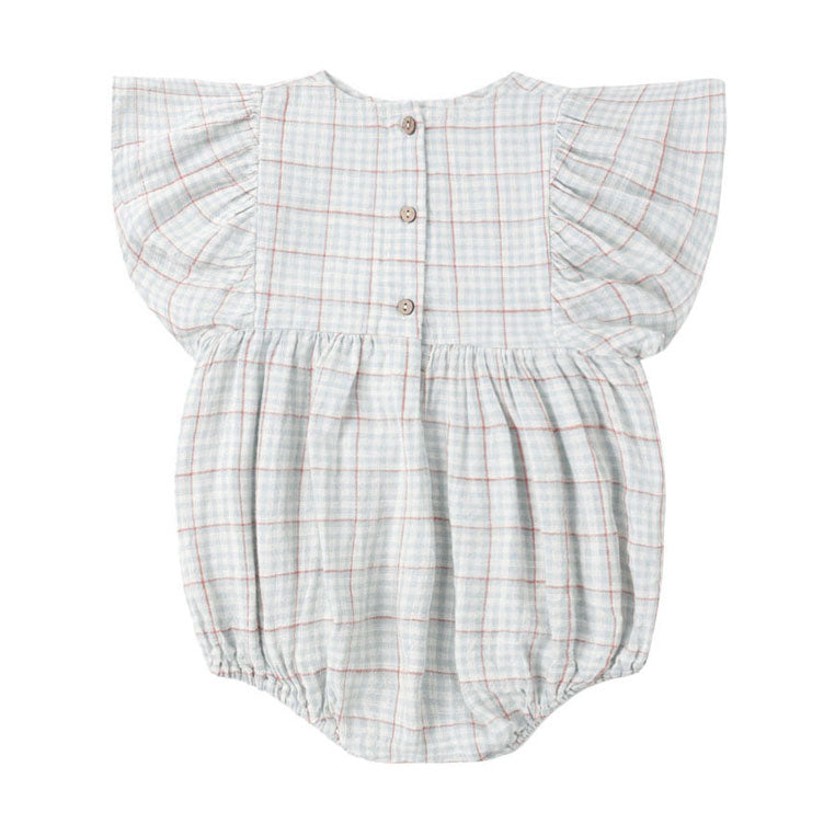 Rylee and Cru Light Blue Plaid Kalea Romper