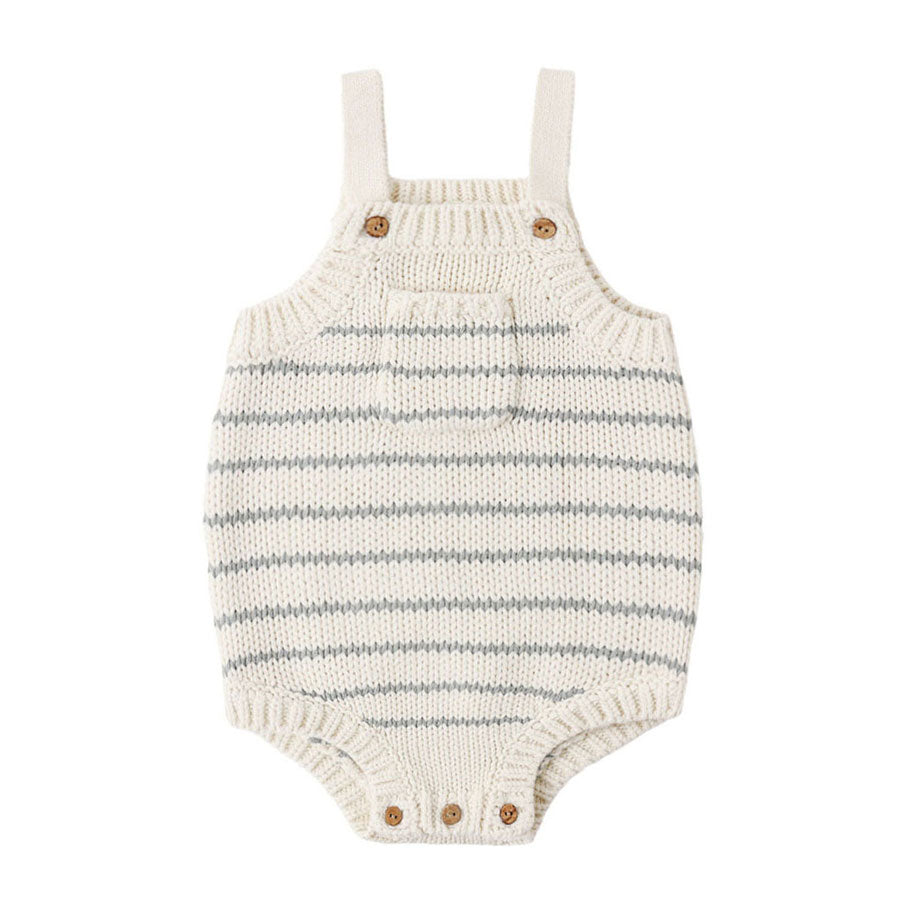 Rylee and Cru  Sea Green Stripe Ashton Knit Romper
