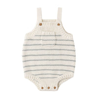 Rylee and Cru  Sea Green Stripe Ashton Knit Romper