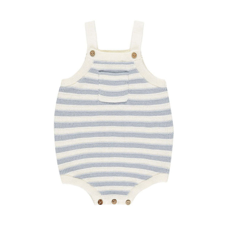 Rylee and Cru Blue Stripe Ashton Knit Romper