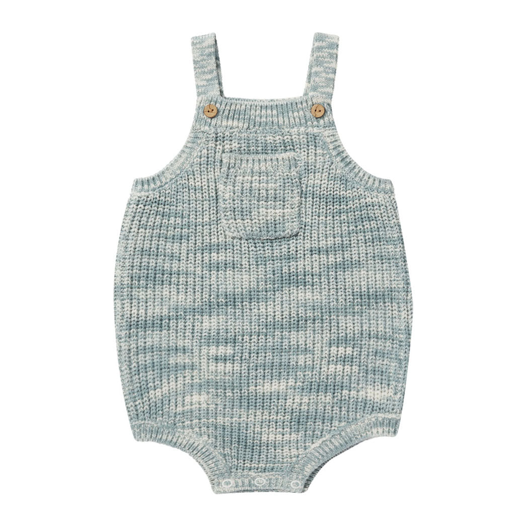 Rylee and Cru Heathered-Blue Pocketed Knit Romper - Heathered Blue