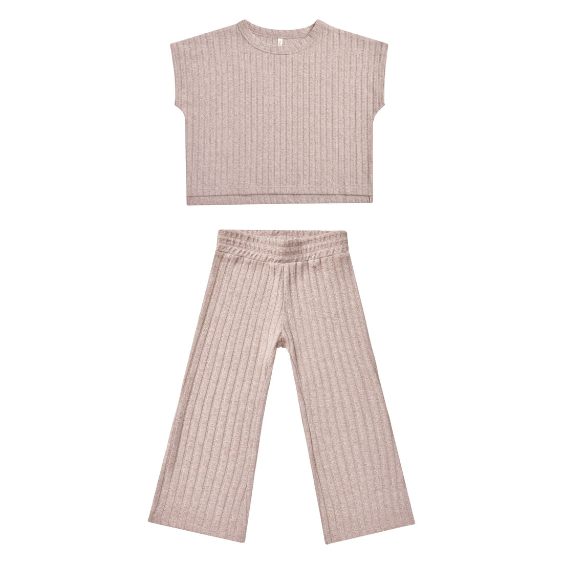 Rylee and Cru Heathered Mauve Cozy Rib Knit Set