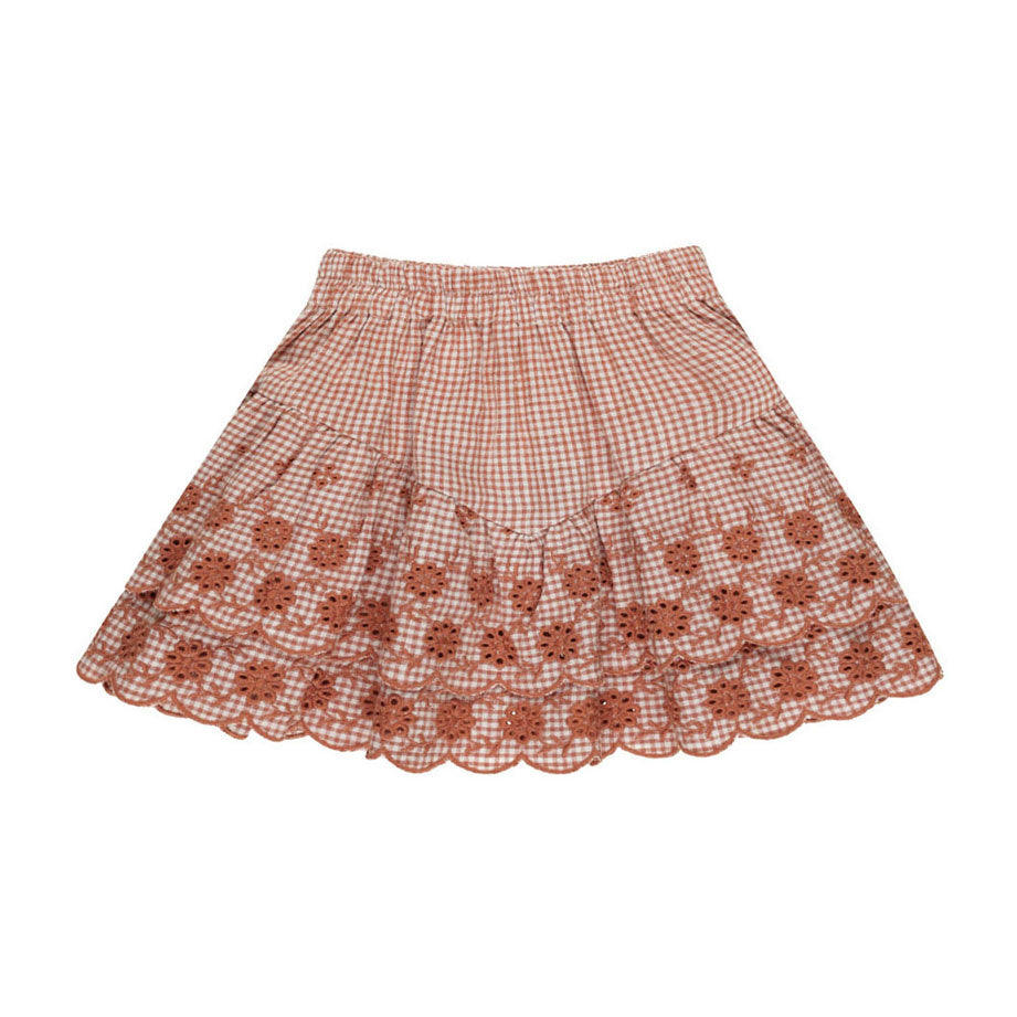 Rylee and Cru Poppy Gingham Tiered Mini Skirt