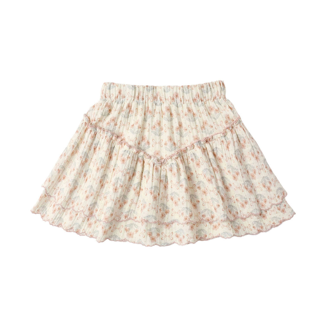 Rylee and Cru  Ivory Blossom Tiered Mini Skirt