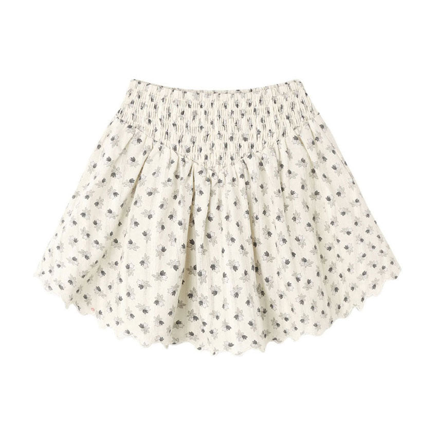 Rylee and Cru Natural Vintage Fleur Smocked V Mini Skirt
